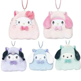 【小禮堂】Sanrio 三麗鷗 絨毛造型零錢包吊飾 貓咪幽靈款 Kitty 美樂蒂 大耳狗 帕恰狗(平輸品)