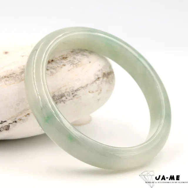 【JA-ME】天然A貨翡翠冰種黃翡飄花玉鐲#17.5-18