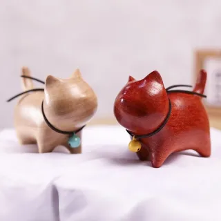 【LEEHER】木雕貓咪/家居擺飾/檀木木雕/檀木擺設/療癒小物/裝飾品/擺件/可愛木雕/貓咪擺件/桌面裝飾/