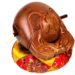 【超微米】檀木木魚 佛堂寺廟木魚 實木法器木魚 隨身解壓小木魚 打擊樂器(實木法器木魚 5寸)