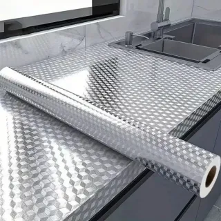 【Homa】廚房防油汙貼紙 自黏式可裁剪防塵廚房防油壁貼 耐高溫墻貼防潮鋁箔墻紙 40x1000cm 交換禮物