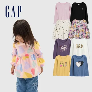 【GAP】女幼童裝 純棉印花/刺繡圓領長袖T恤/針織衫-多款任選(794664&812481&525441&816549)