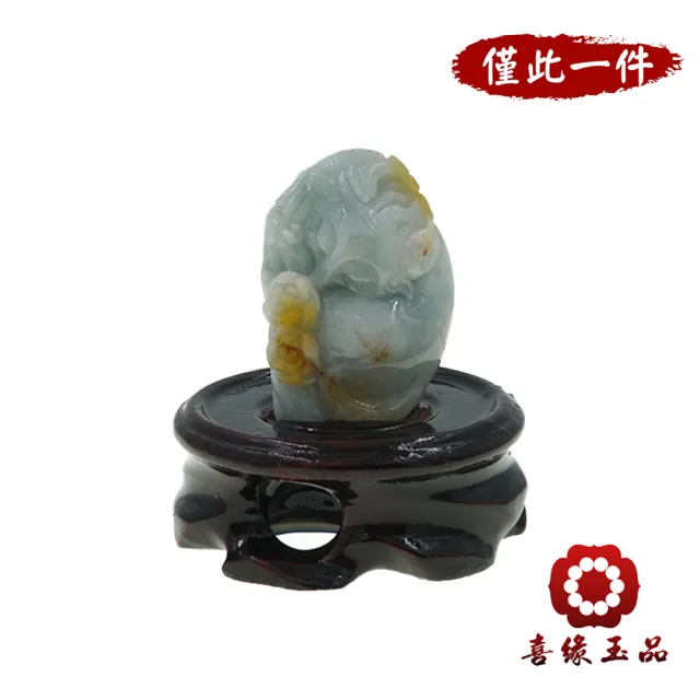 【喜緣玉品】九尾狐仙 天然翡翠A貨 玉魅九尾 風水擺設 擺件-僅此一品(開運風水)(直)