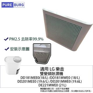 【PUREBURG】適用樂金LG雙變頻除濕機DD181MEE0 DD181MWE0 DD201MWE0 DD201MEE0 加外掛外框高效HEPA濾網