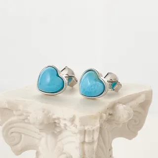 【勝弘珠寶】多明尼加拉利瑪石愛心耳環-8.1*7.9mm(拉利瑪石耳環)