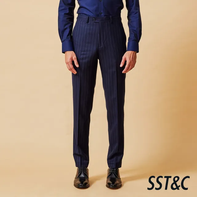【SST&C】男裝 米蘭系列藏青直條紋修身版西裝褲-825211022041(換季65折)