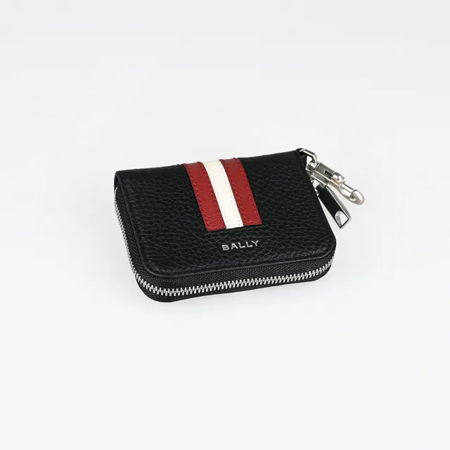 【BALLY】BALLY 迷你紅白條紋鑰匙包(黑)