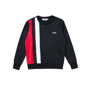【FILA】KIDS 童長袖圓領T恤-黑色(1TEZ-8501-BK)