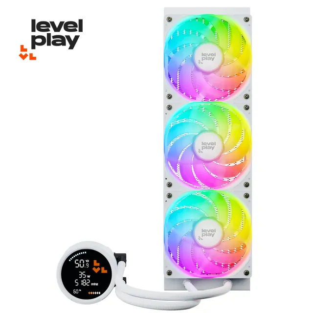 【Levelplay】鋭玩 COMBAT 360 HUD 數顯版 360mm ARGB 水冷 白色(COMBAT 360 HUD)