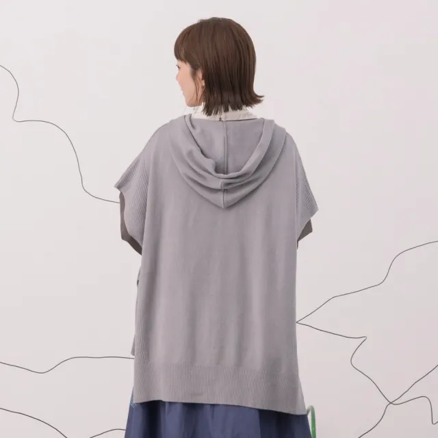 【MOSS CLUB】休閒連帽斗蓬針織上衣(杏 駝 灰/魅力商品)