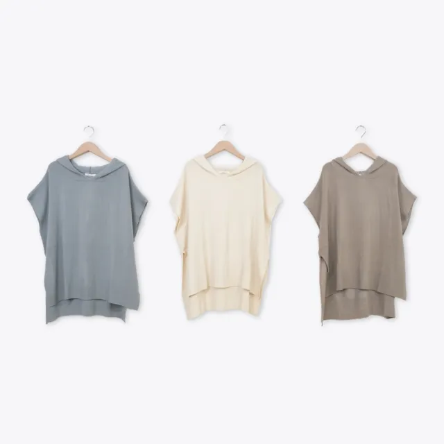 【MOSS CLUB】休閒連帽斗蓬針織上衣(杏 駝 灰/魅力商品)