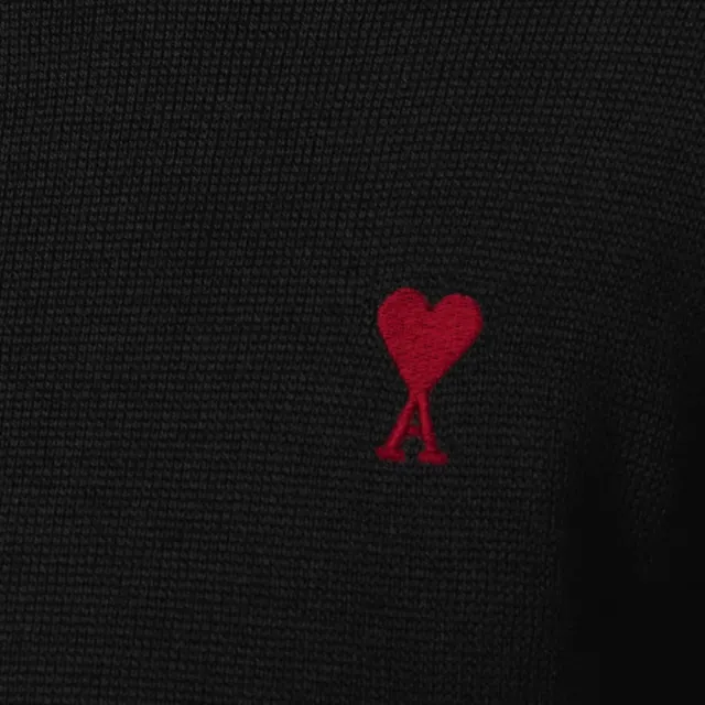 【AMI PARIS】秋冬新款 女款 愛心A圖騰小LOGO 羊毛針織毛衣-黑色(XXS號、XS號、S號)