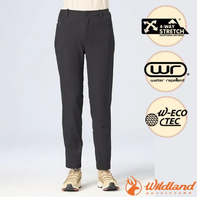 【Wildland 荒野】女 生態彈性山旅立裁長褲.機能保暖褲.工作褲(0B32315-54 黑色)