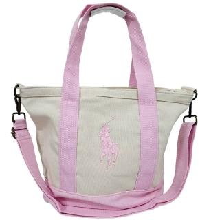 【RALPH LAUREN】polo大童版刺繡大馬logo帆布手提肩背兩用托特包 媽媽包(贈原廠紙袋送禮)