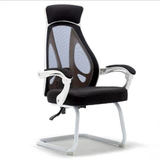 【HANACO】電腦椅 弓形椅 可躺款+白框黑網+鋼製腿(辦公椅 人體工學椅 書桌椅 扶手椅)