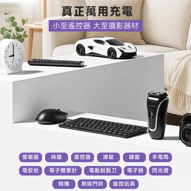 【POLYBATT】3號AA/4號AAA 可充式鋰電池+專用液晶顯示充電器(4顆電池)