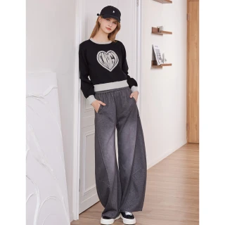 【H2O】刷色休閒彎刀褲(#5658101 休閒褲；黑色/灰色)