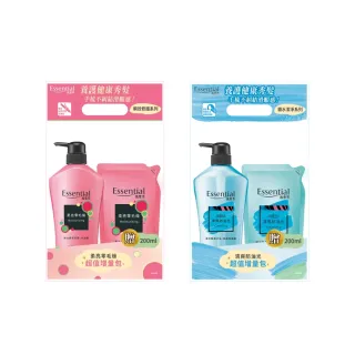 【Essential 逸萱秀】期間限定 瞬效修護/鎖水潔淨系列洗髮乳增量組 700ml+200ml(柔亮零毛燥/清爽防油光)