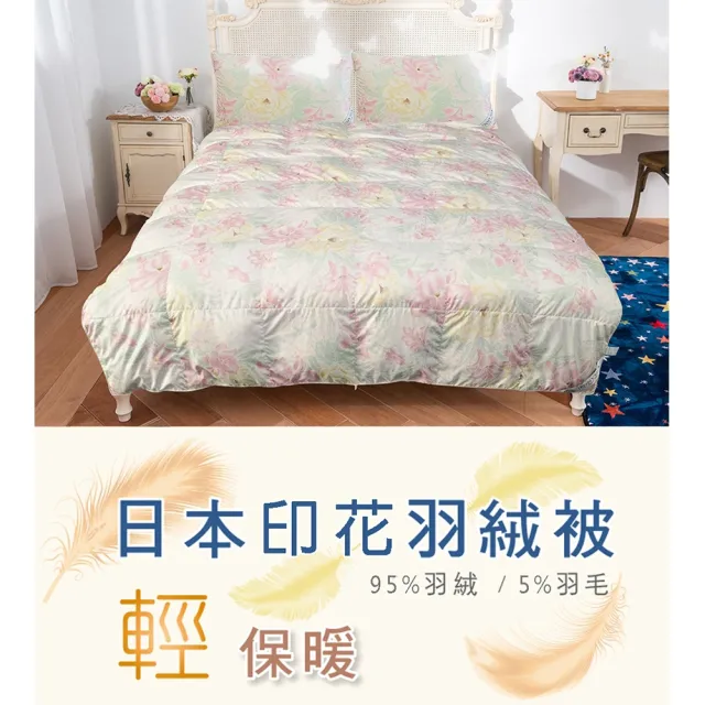 【JENNY SILK 蓁妮絲生活館】日系印花 立體車邊 95%羽絨被(雙人1.2KG)