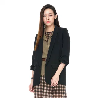【KeyWear 奇威名品】絲瓜領七分袖正裝外套