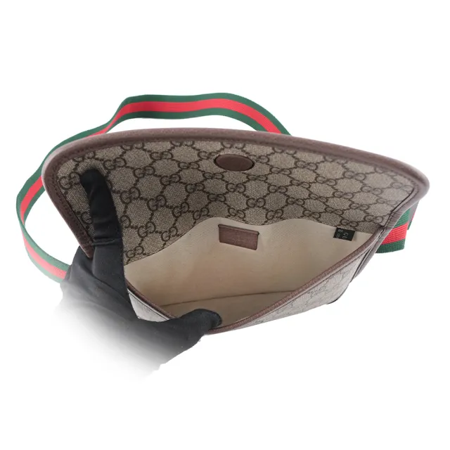 【GUCCI 古馳】Neo Vintage GG Supreme 帆布虎頭腰包(咖啡色)