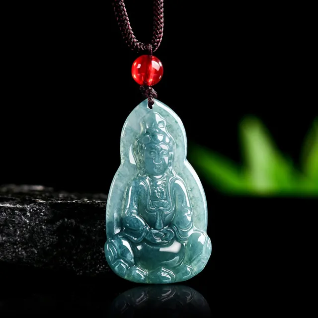 Paiya 派亞】天然A貨翡翠藍水淨瓶觀音菩薩吊墜冰種玉石掛件男女款(送禮