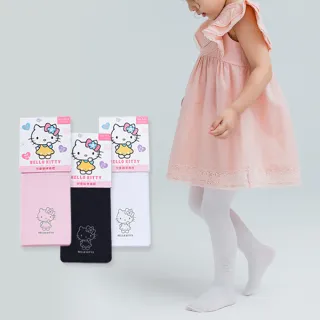 【ONEDER 旺達】3雙組-凱蒂貓兒童韻律褲襪 Hello Kitty 天鵝絨芭蕾舞襪 舞蹈襪(兒童褲襪/台灣製褲襪)