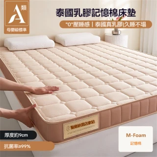 【超微米】乳膠床墊 記憶棉床墊 9cm厚(單人床墊120x190cm 薄床墊)