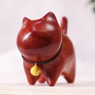 【LEESA】開運家飾\禪風小物\裝飾品\家居擺飾\檀木擺設\檀木木雕\貓咪擺件\可愛木雕\木雕貓咪\