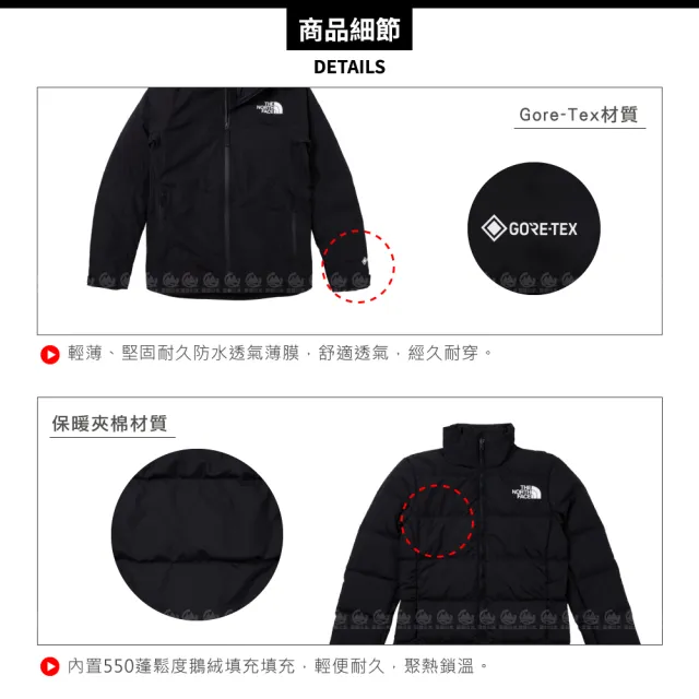 【The North Face】女 防水GTX兩件式羽絨外套 AP《黑》83RU/防水透氣/登山/羽絨