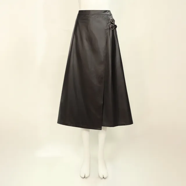 【ILEY 伊蕾】都會亮面活片A字中長裙(深咖；M-XL；1254072236)