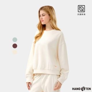 【Hang Ten】女裝-恆溫多功能-坑條抗菌除臭下擺鬆緊大學T(多色選)
