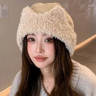 【HaNA 梨花】買一送一送髮帶 柔軟麂皮絨貓耳造型羊羔絨毛帽(毛帽 羊羔絨 麂皮 貓耳)