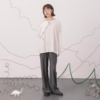 【MOSS CLUB】修身切線垂墜長褲(黑 灰)