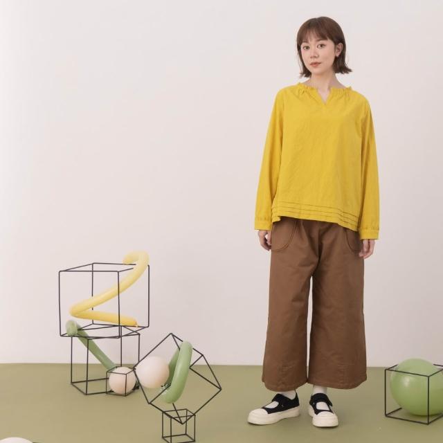 【MOSS CLUB】配布出芽腰鬆緊帶寬口褲(綠 卡)