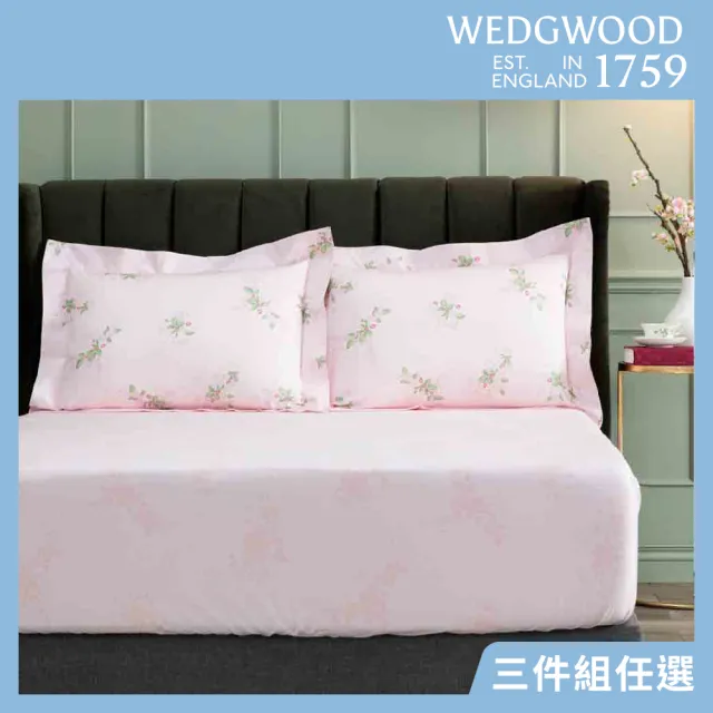 【WEDGWOOD】經典印花 床包枕套三件組(特大｜天絲/長纖棉 任選)