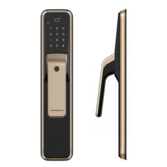 【Dormakaba】AS850一鍵推拉式 密碼/指紋/卡片/鑰匙 四合一智能電子鎖/門鎖 金色(附基本安裝)
