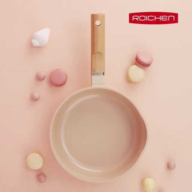 【Roichen】韓國抗菌陶瓷木柄不沾深炒鍋 20cm(IH爐/全火源適用陶瓷塗層不沾鍋)