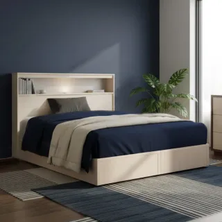 【IHouse】山田 雙人5尺機能LED床片+床底(房間2件組/床組/床頭+床底+雙人床)