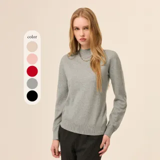 【ILEY 伊蕾】立領抗菌保暖綿羊毛針織上衣(五色；M-2L；1254165015)