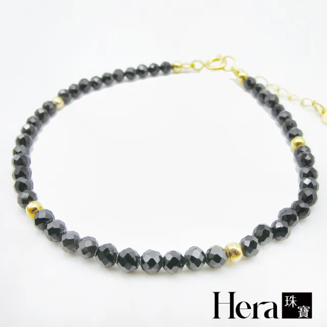 【HERA 赫拉】極細黑碧璽金珠手鍊 J111062001(極細 黑碧璽 金珠 手鍊)