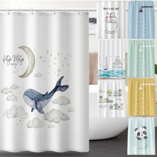 【三房兩廳】文創色彩防水防霉加厚浴簾/拉簾/隔簾(浴簾/防潮設計/ 耐髒設計/防水設計/拉簾)