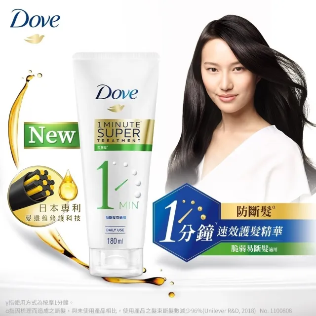 【Dove 多芬】一分鐘護髮精華180mlx2入(深層修護/輕潤保濕/防斷修護)