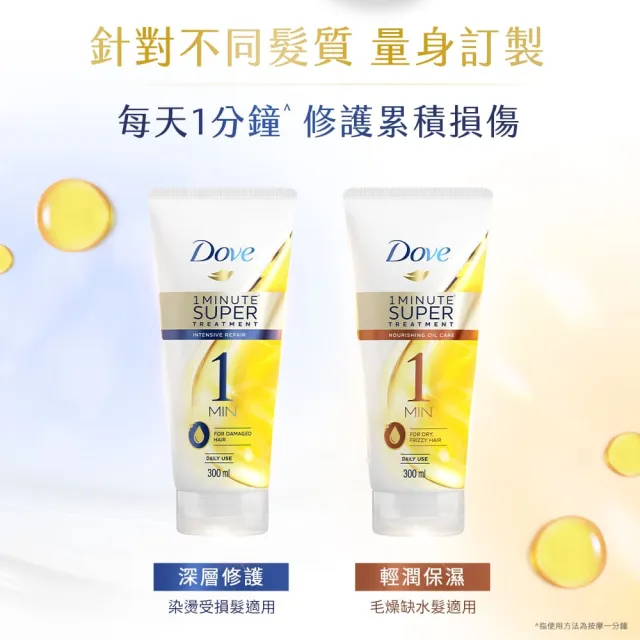【Dove 多芬】一分鐘護髮精華300mlx3入(深層修護/輕潤保濕)