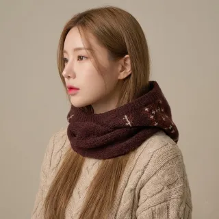 【HaNA 梨花】北歐小木屋．聖誕提花連帽長圍巾(北歐 圍巾 圖騰 聖誕)