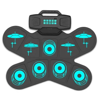 【由米】手卷電子鼓 趣味便攜電子鼓 電子鼓 架子鼓 居家電子鼓組 打擊板 雙喇叭可充電(大容量 長續航)