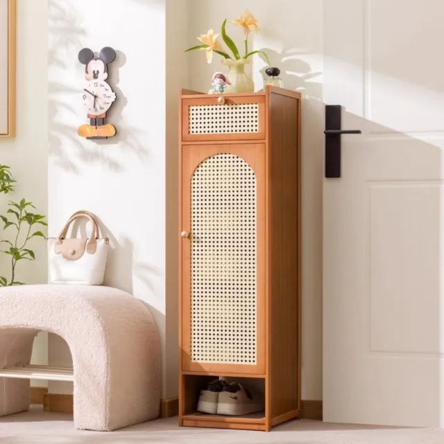 【TAMZU 潭祖】鞋架子 多層家用鞋架 門口入戶窄型鞋櫃 簡易室內好看鞋架(網紋透氣門 八層帶屜31*31*108)