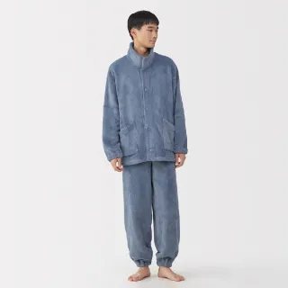 【MUJI 無印良品】男不易產生靜電暖纖毛保暖立領長袖家居睡衣(墨灰/煙燻藍/暗藍)