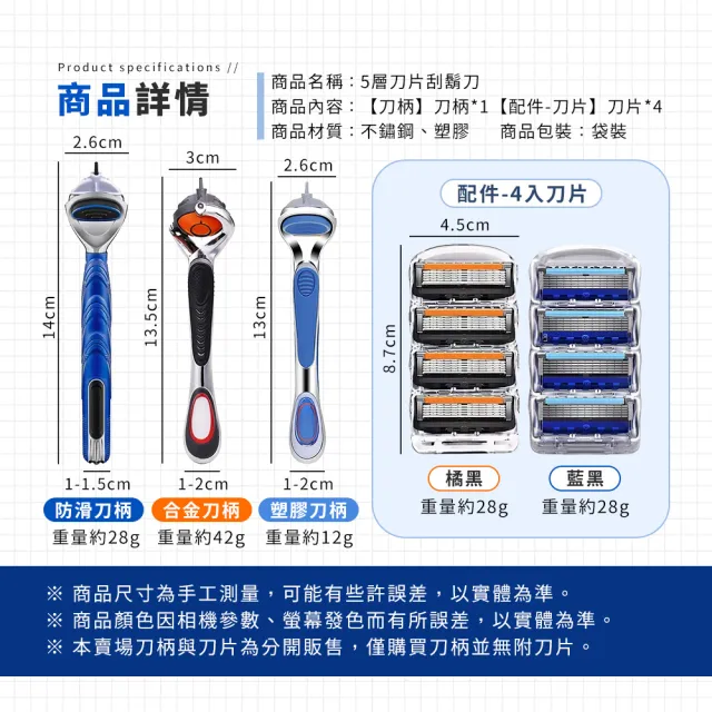 【拼創生活】5層刀片刮鬍刀-防滑刀柄(刮鬍 剃須刀 手動刮鬍刀 刮鬍刀 除毛刀 剃鬚)