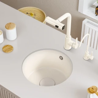 【FSW】石英石吧臺圓形水槽(大容量/速排不沾油 加厚12mm)